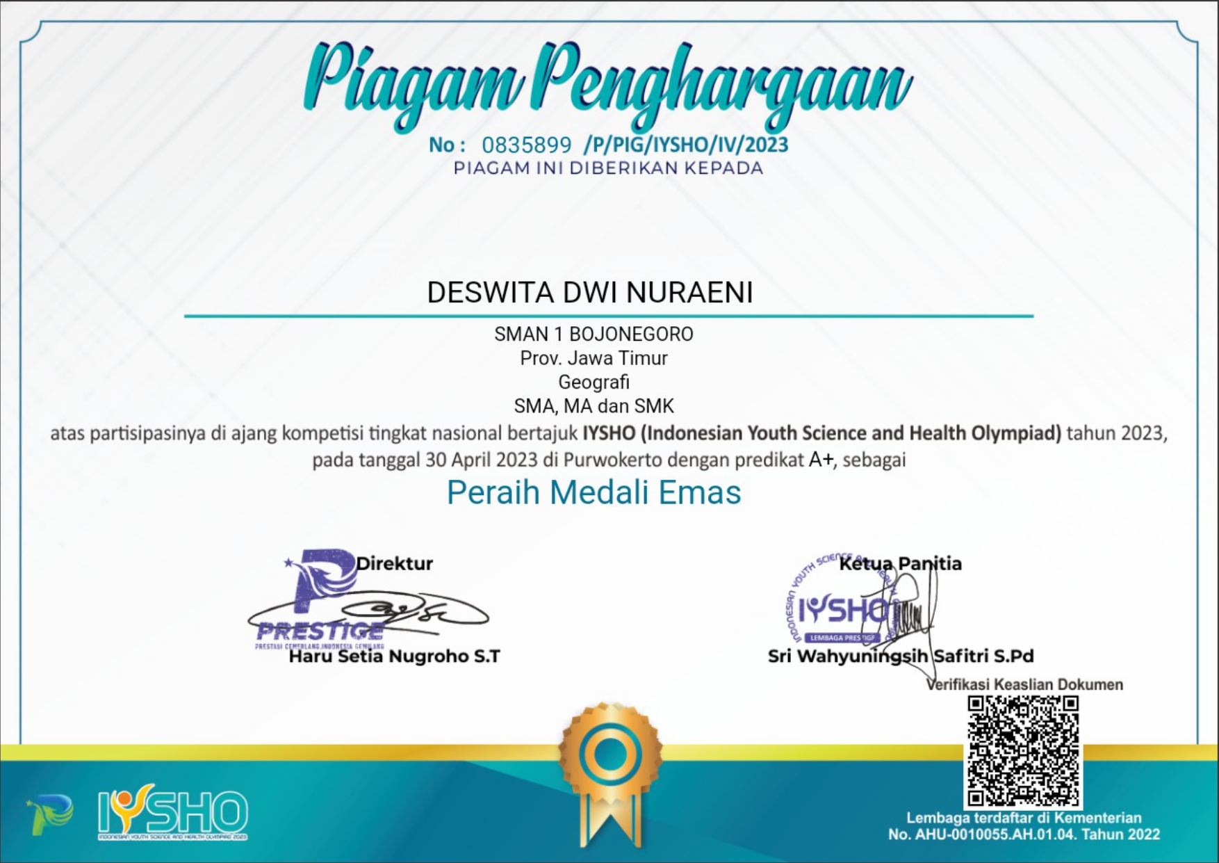 IYSHO (Indonesian Youth Science and Health Olympiad) tahun 2023 Bidang Geografi