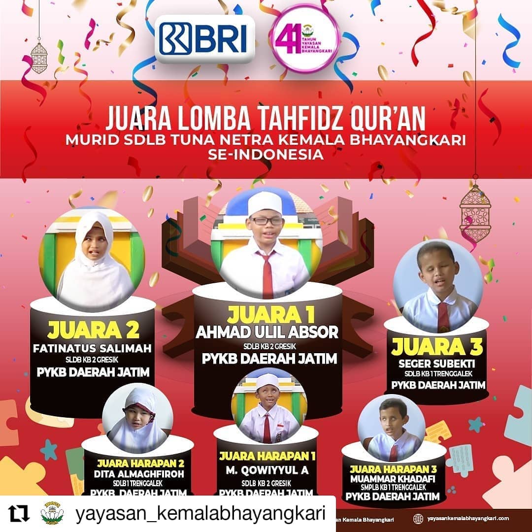 Lomba Tahfidz Qurâ€™an antar siswa tunanetra SDLB dalam rangka HUT ke 41 Yayasan Kemala Bhayangkari se-Indonesia