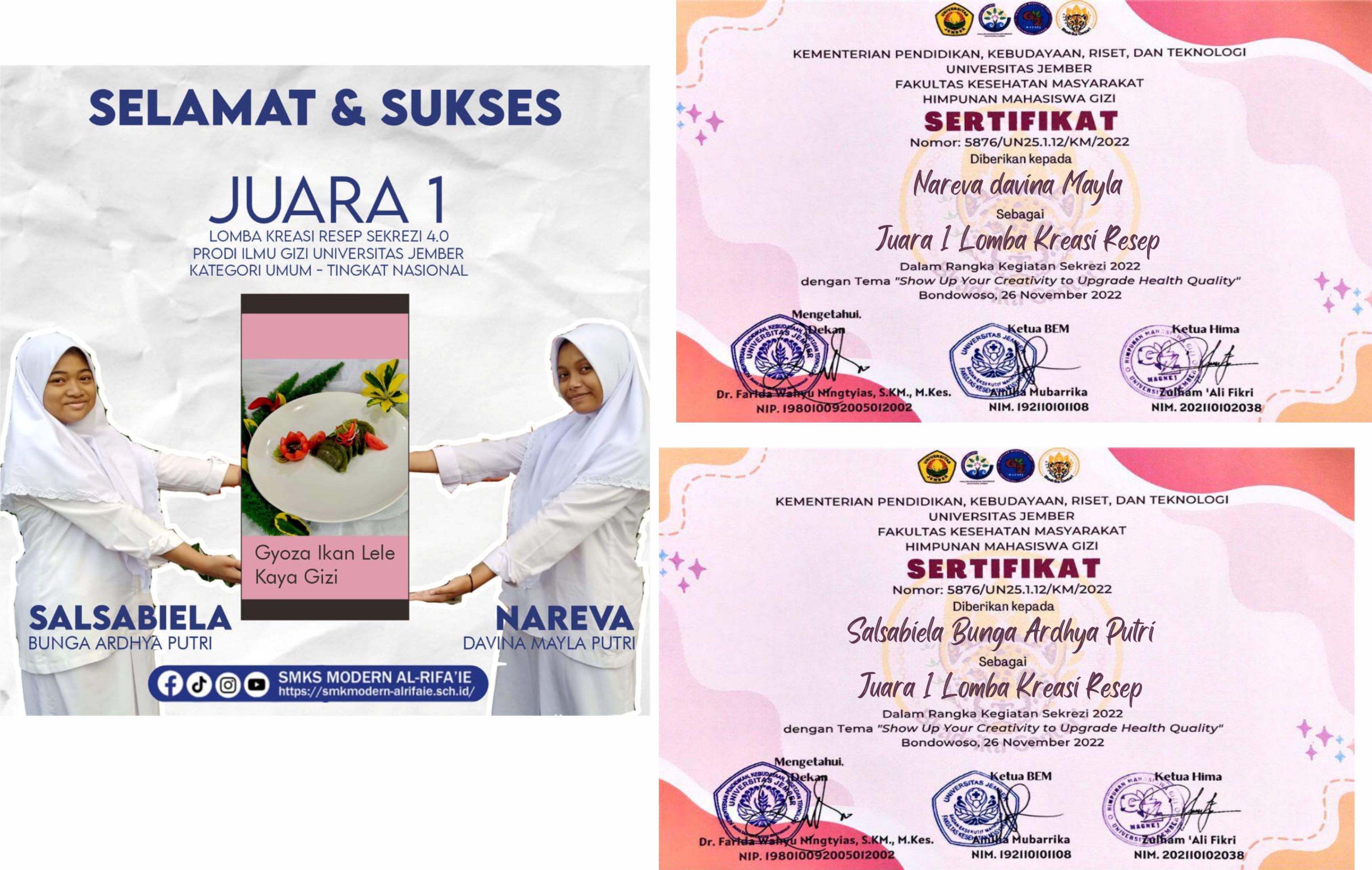 Juara 1 Lomba Kreasi Resep Sekrezi 4 Prodi Ilmu Gizi Universitas Jember