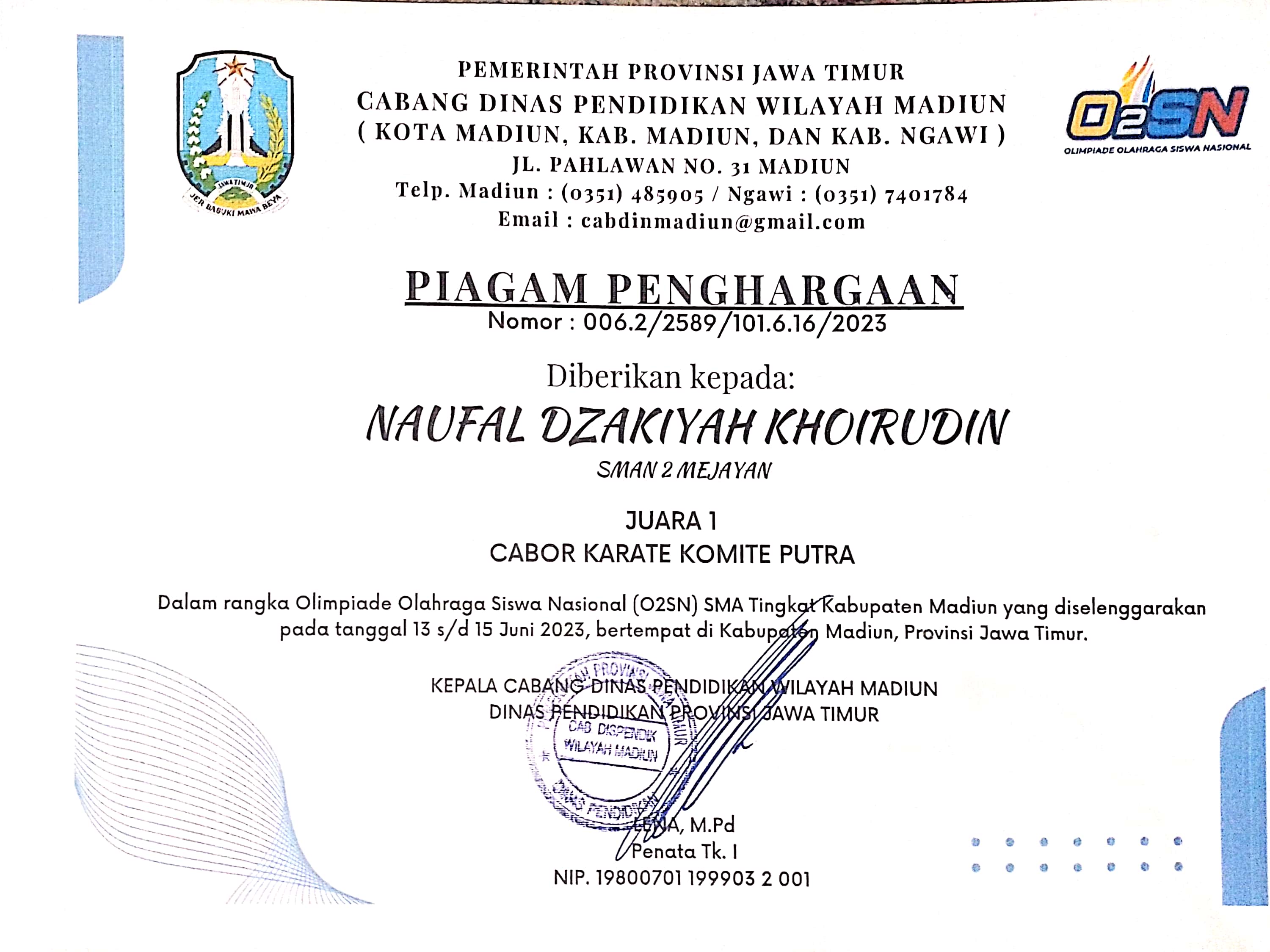 O2SN CABOR KARATE KOMITE PUTRA