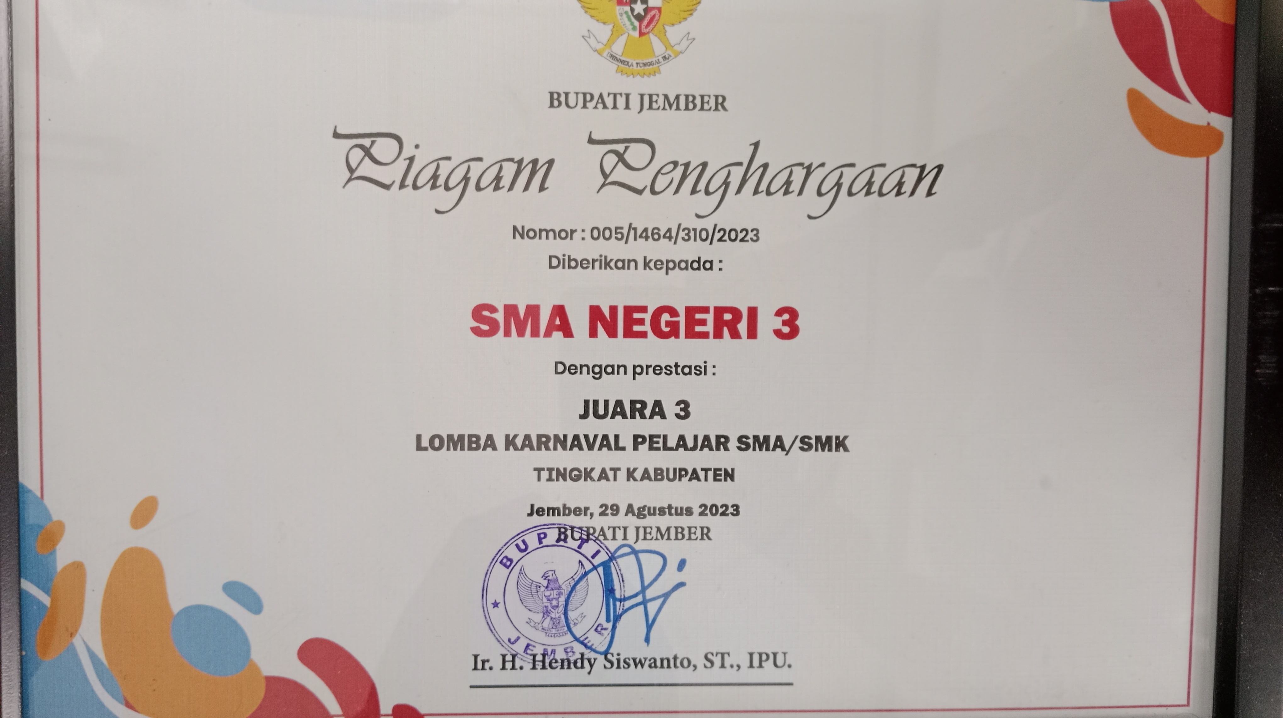 Juara 3 Karnaval pelajar SMA