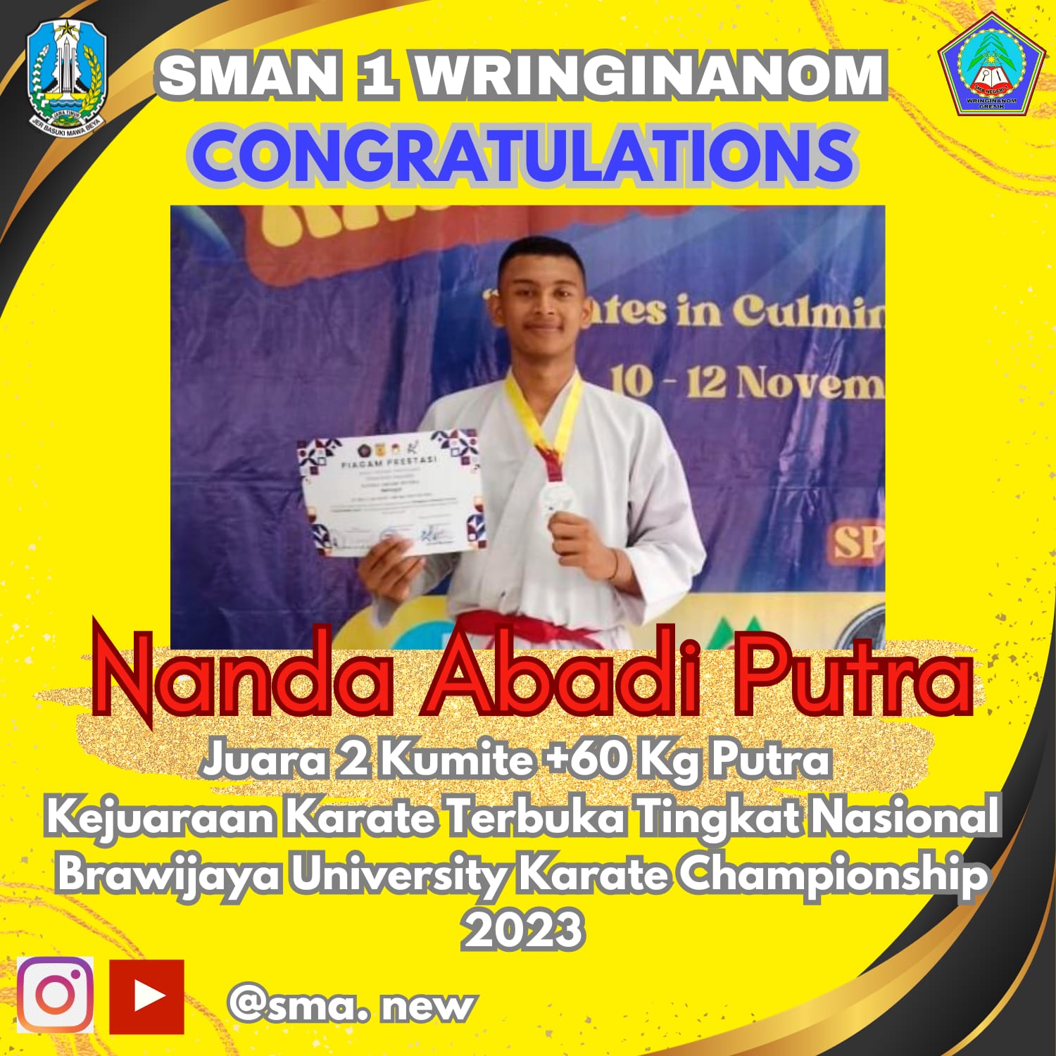 KARATE TERBUKA TINGKAT NASIONAL KELAS KUMITE +60 Kg SMA PUTRA