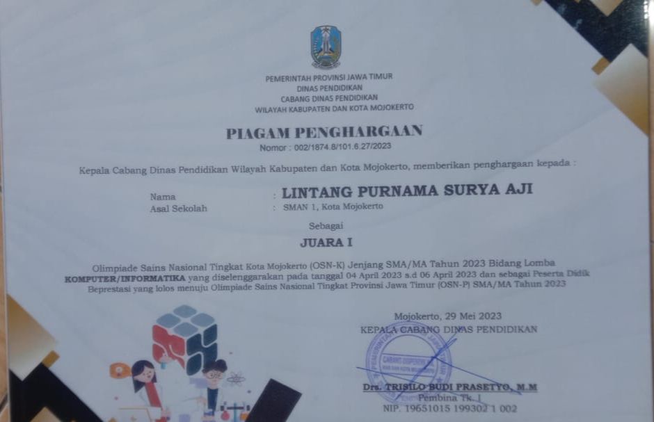 Olimpiade Sains Nasional Tingkat Kota Mojokerto (OSN-K) Jenjang SMA/MA Tahun 2023 Bidang Lomba KOMPUTER/INFORMATIKA