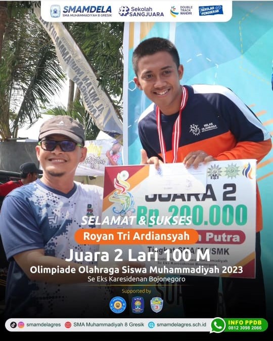 JUARA 2 LARI 100M OLIMPIADE OLAHRAGA SISWA MUHAMMADIYAH 2023