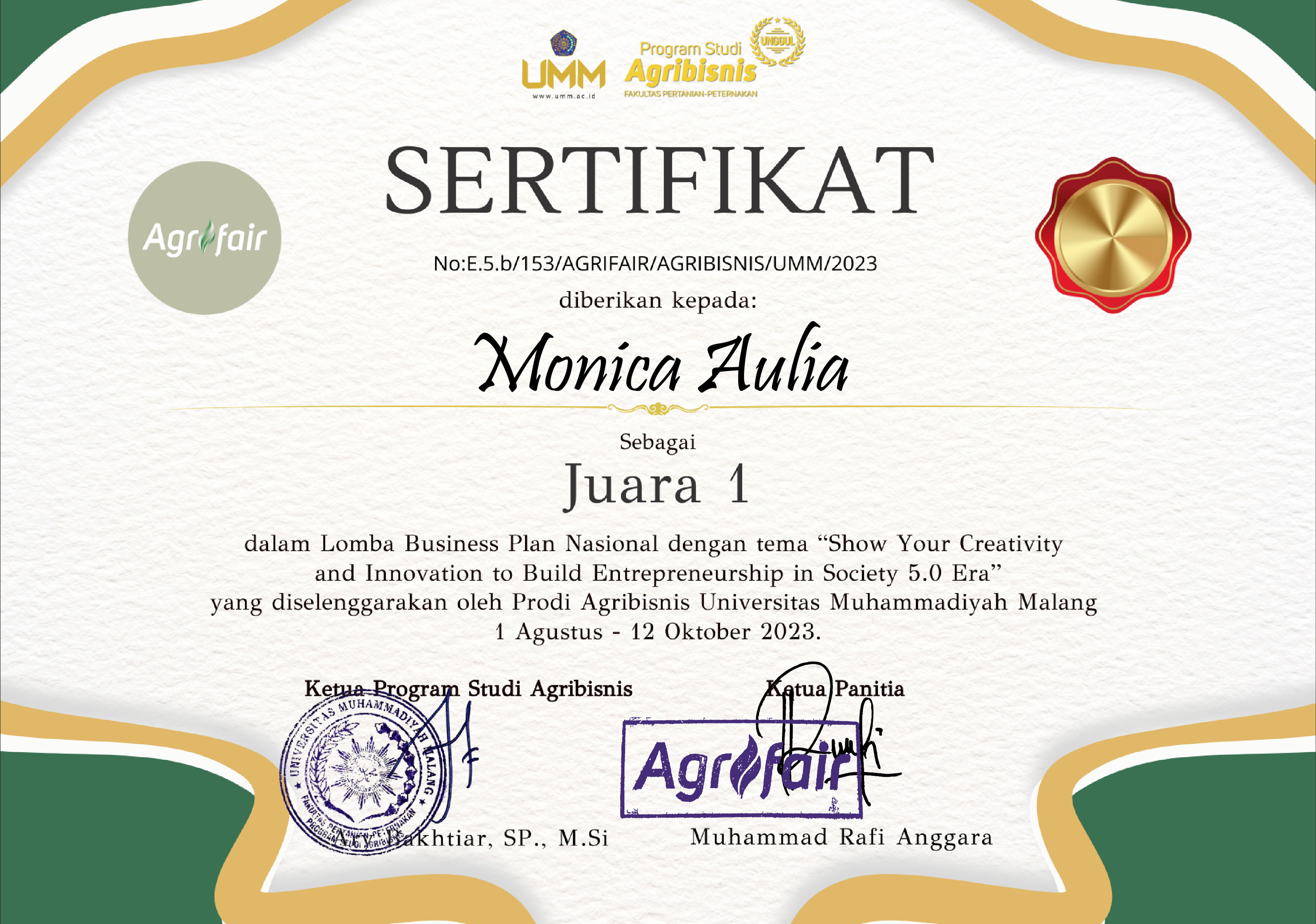 AGRIFAIR COMPETITION (Kompetisi Business Plan untuk Siswa Tingkat Nasional)