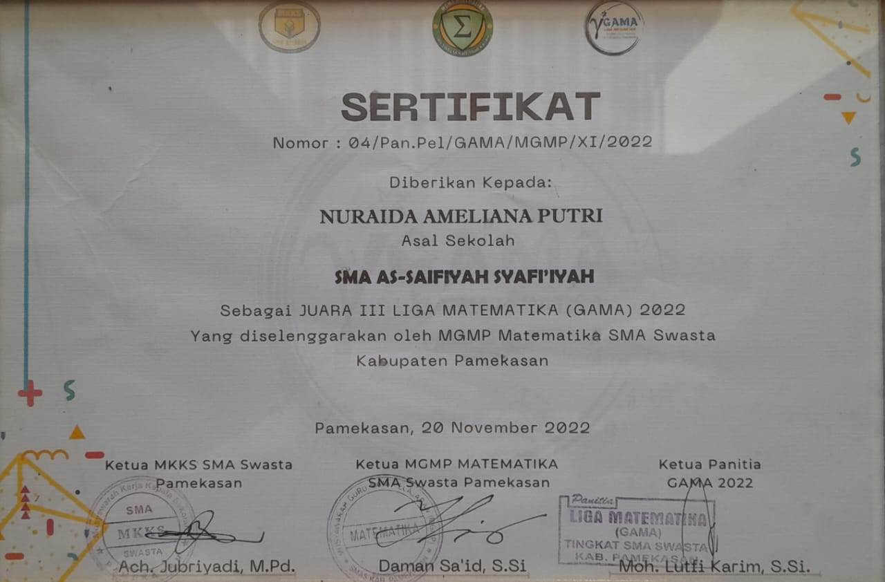 Juara II Lomba Liga Matematika 