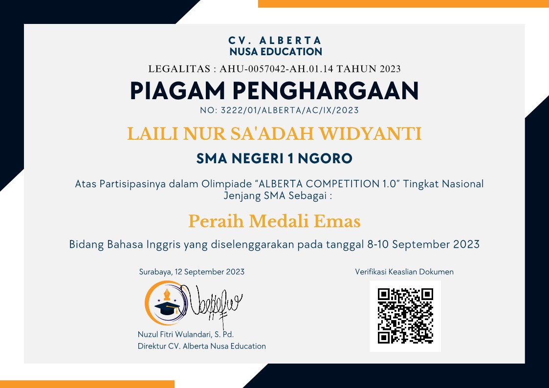 Olimpiade Alberta Competition 1.0 bidang Bahasa Inggris