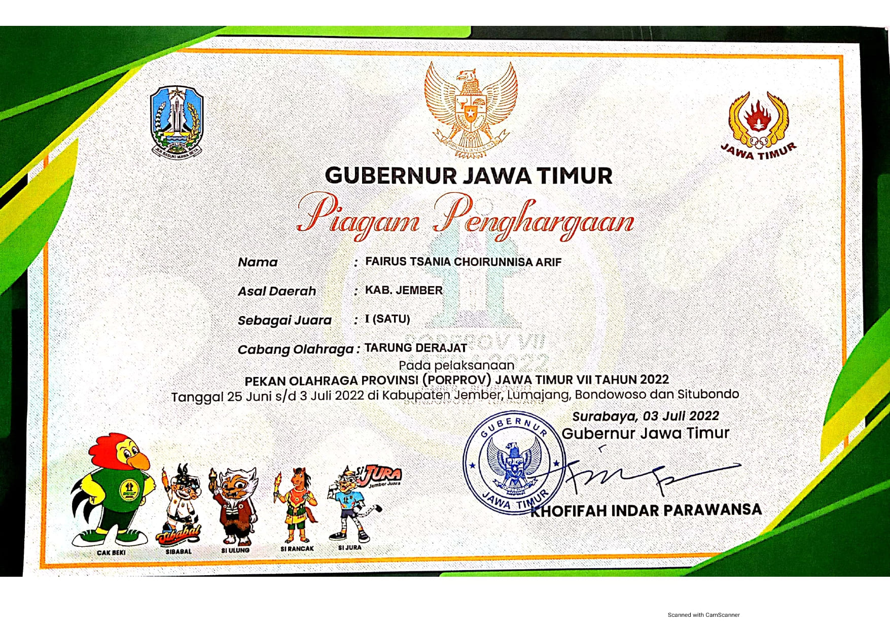 PORPROV JATIM 2022 cabang olahraga Tarung Drajat