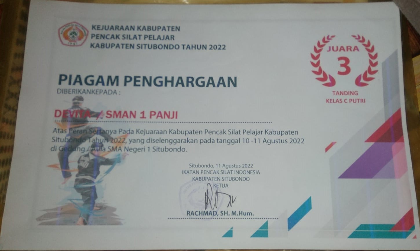  SILAT TANDING PUTRI KELAS C KEJUARAAN PENCAK SILAT PELAJAR KABUPATEN SITUBONDO