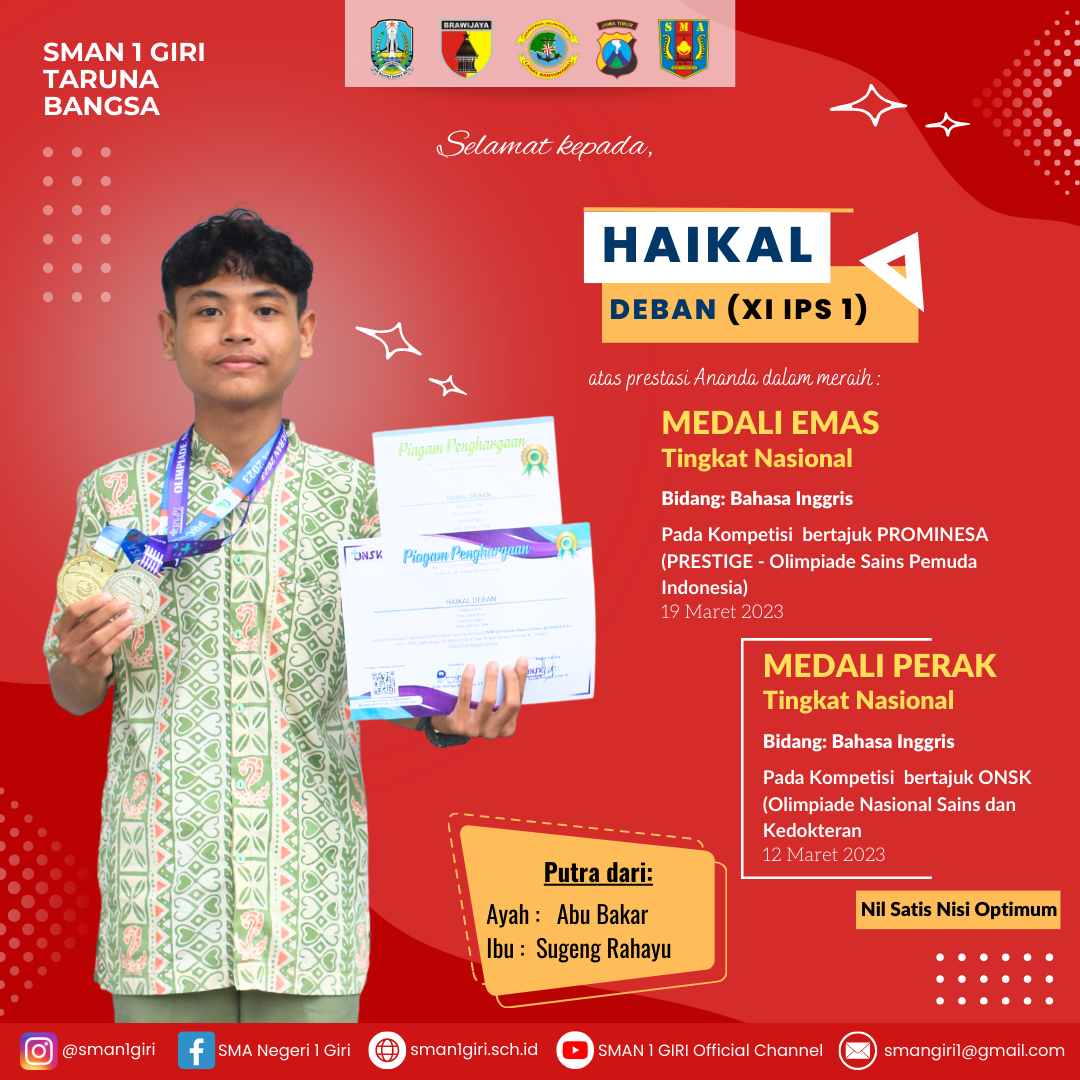 MEDALI EMAS BIDANG BAHASA INGGRIS