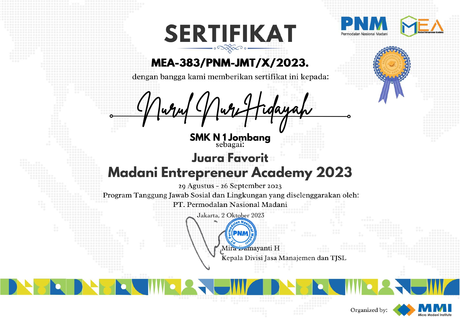 ENTERPRENUR ACADEMY 2023, PT. PERMODALAN NASIONAL MADANI