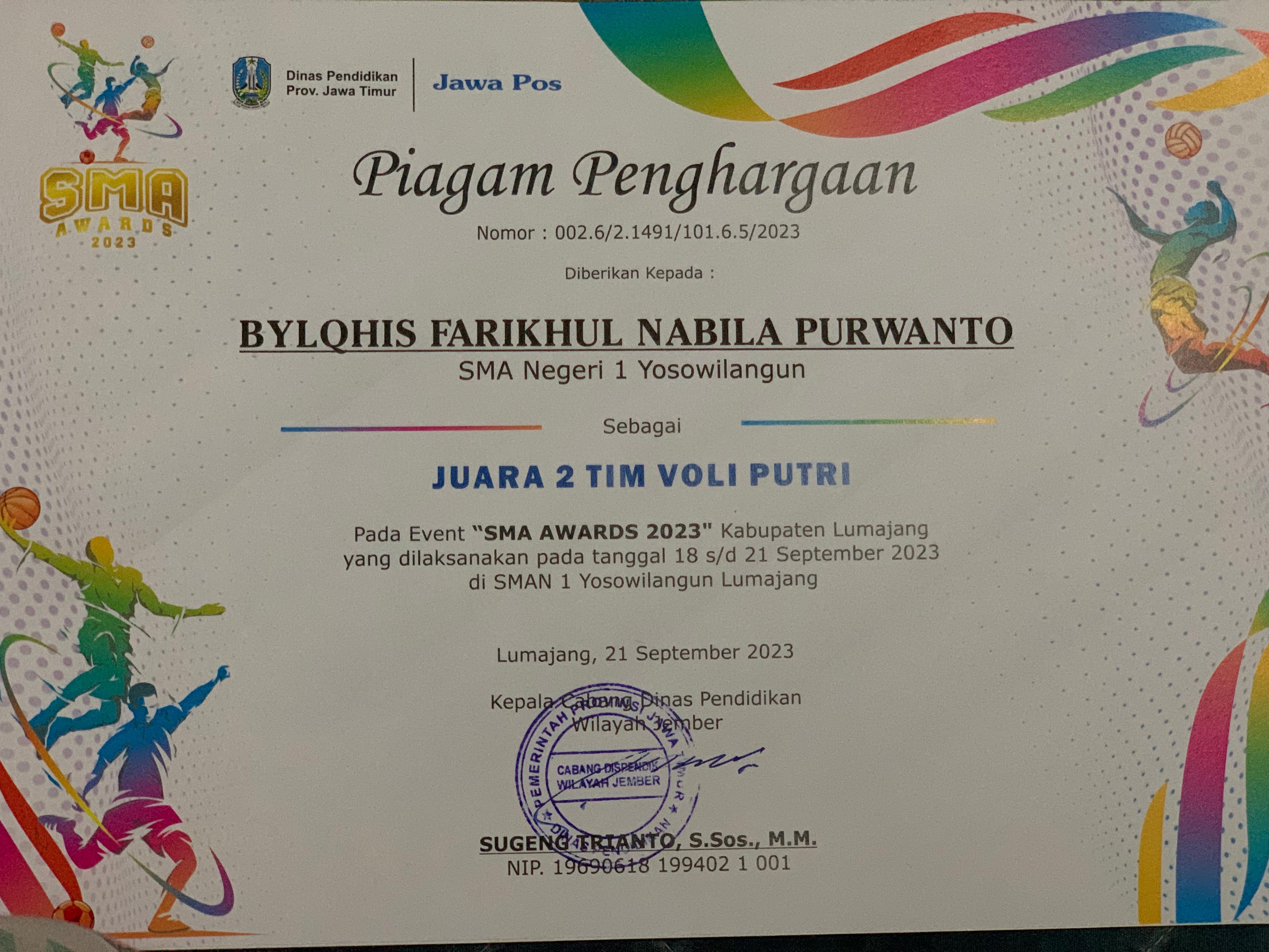 SMA AWARDS 2023 VOLI PUTRI