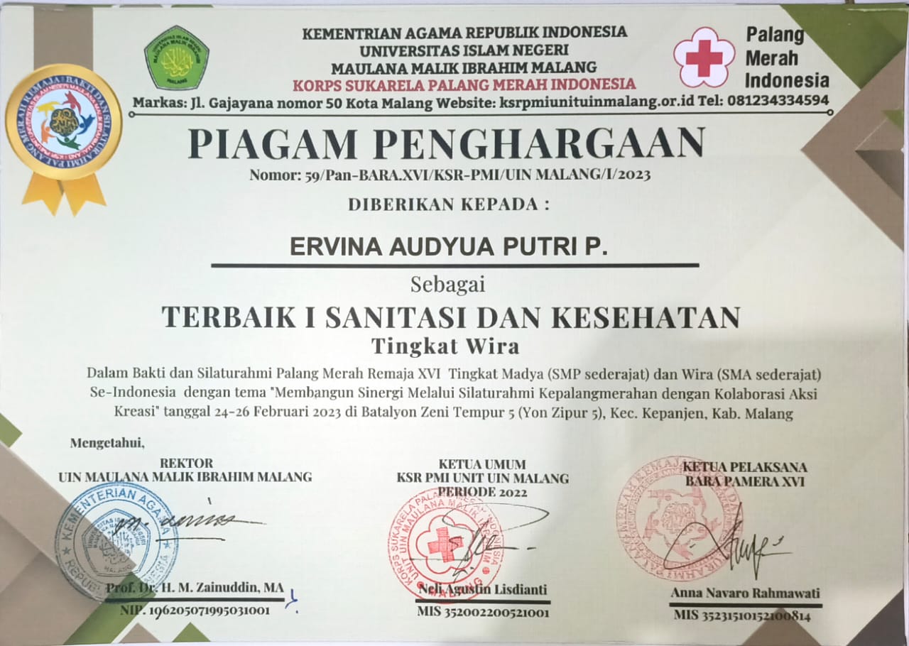 JUARA 1 SANITASI KESEHATAN LOMBA PMR BARA PAMERA