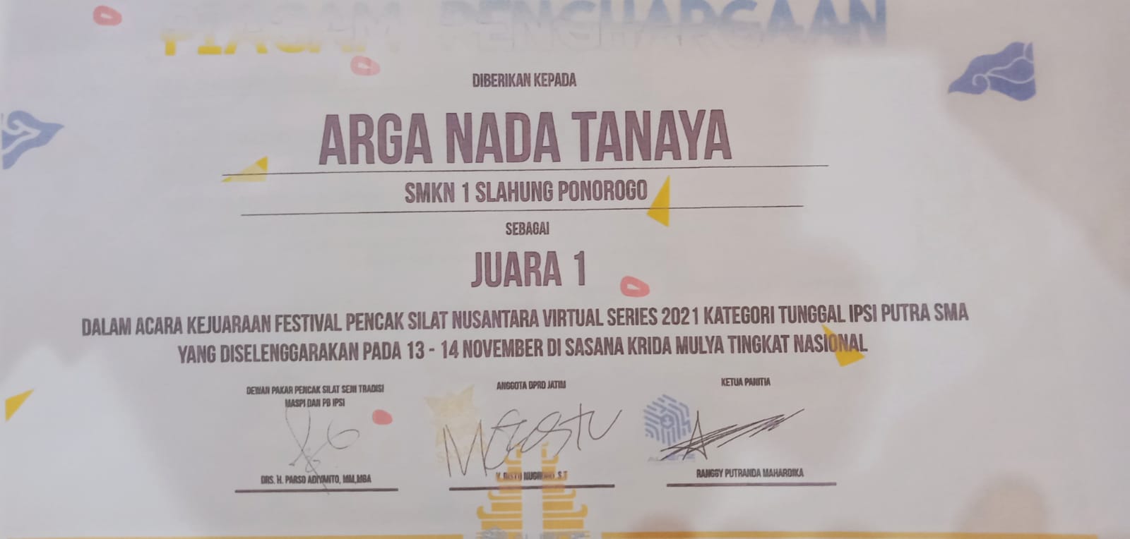 FESTIVAL PENCAKSILAT NUSANTARA VIRTUAL SERIES 2021 KATEGORI TUNGGAL IPSI PUTRA