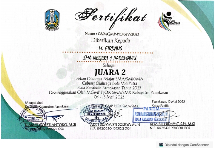 JUARA 2 BOLA VOLI PUTRA PEKAN OLAHRAGA 