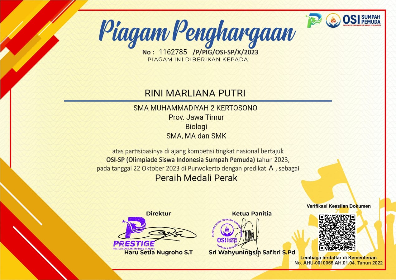 Juara 2 Lomba PKN dalam Ajang Olompiade Siswa Indonesia Sumpah Pemuda