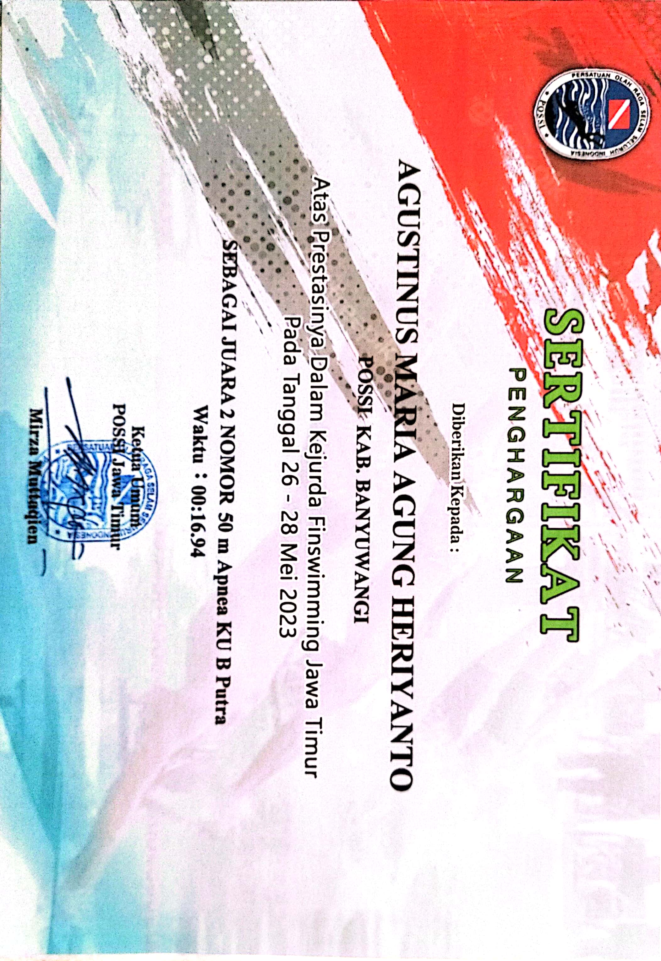 Kejurda Finswimming Jawa Timur