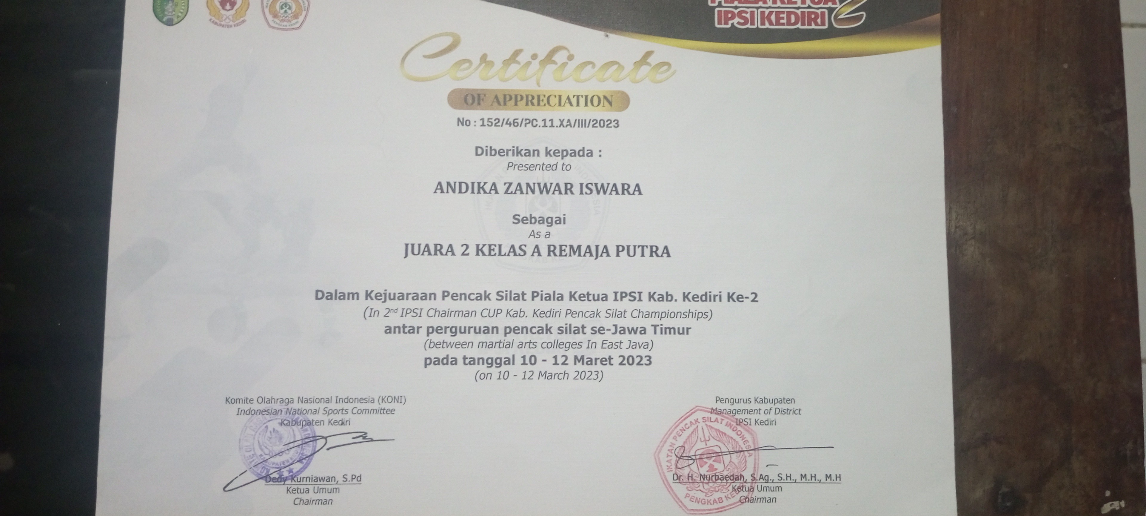 Kejuaraan pencak silat PIALA KETUA IPSI KEDIRI 2