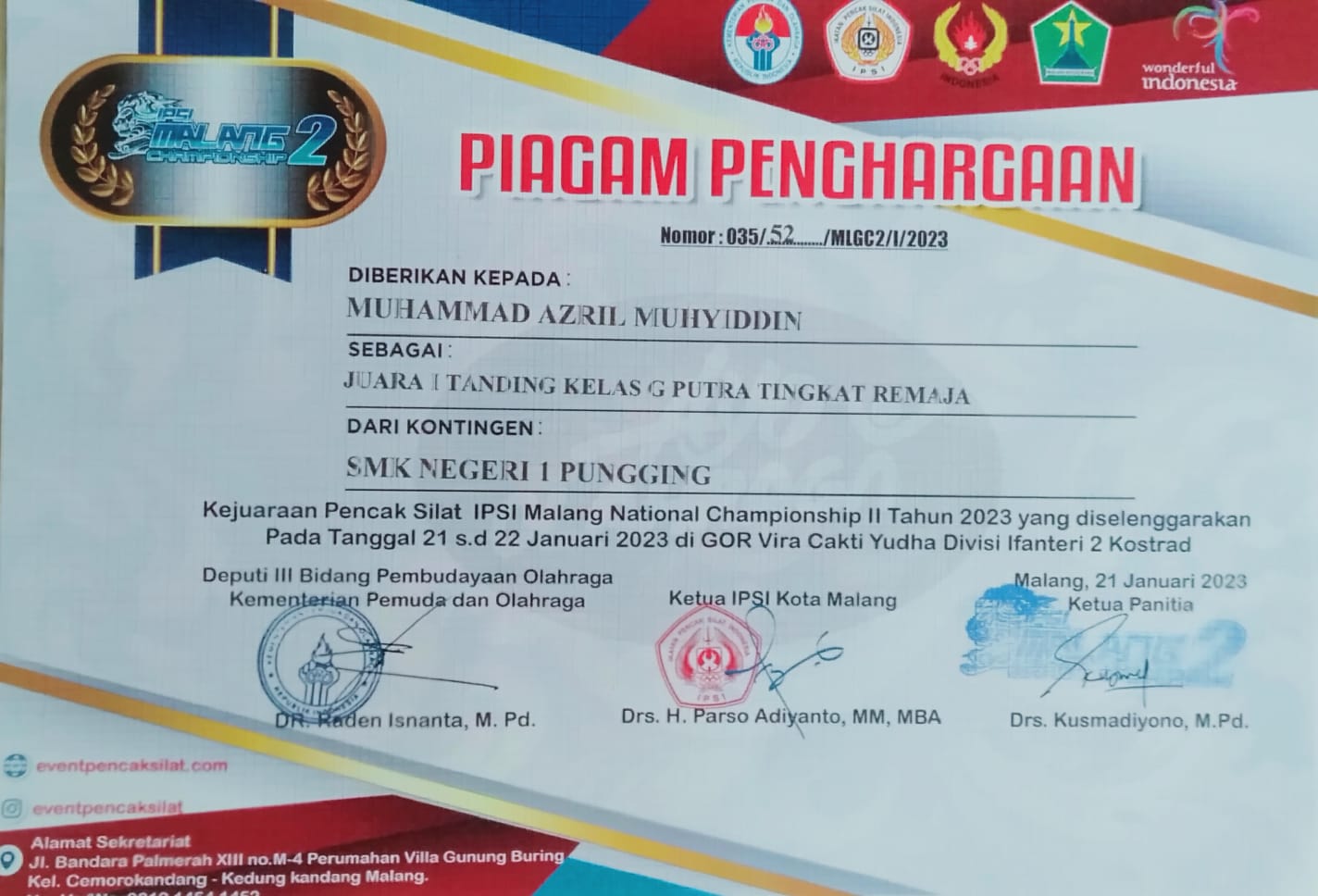 Kejuaraan Pencak Silat IPSI Malang National Championship II Tahun 2023