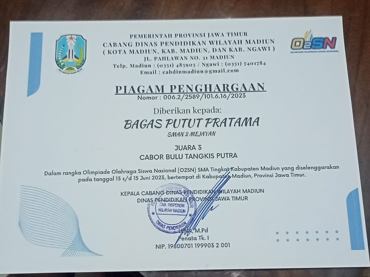 O2SN CABOR BULUTANGKIS PUTRA