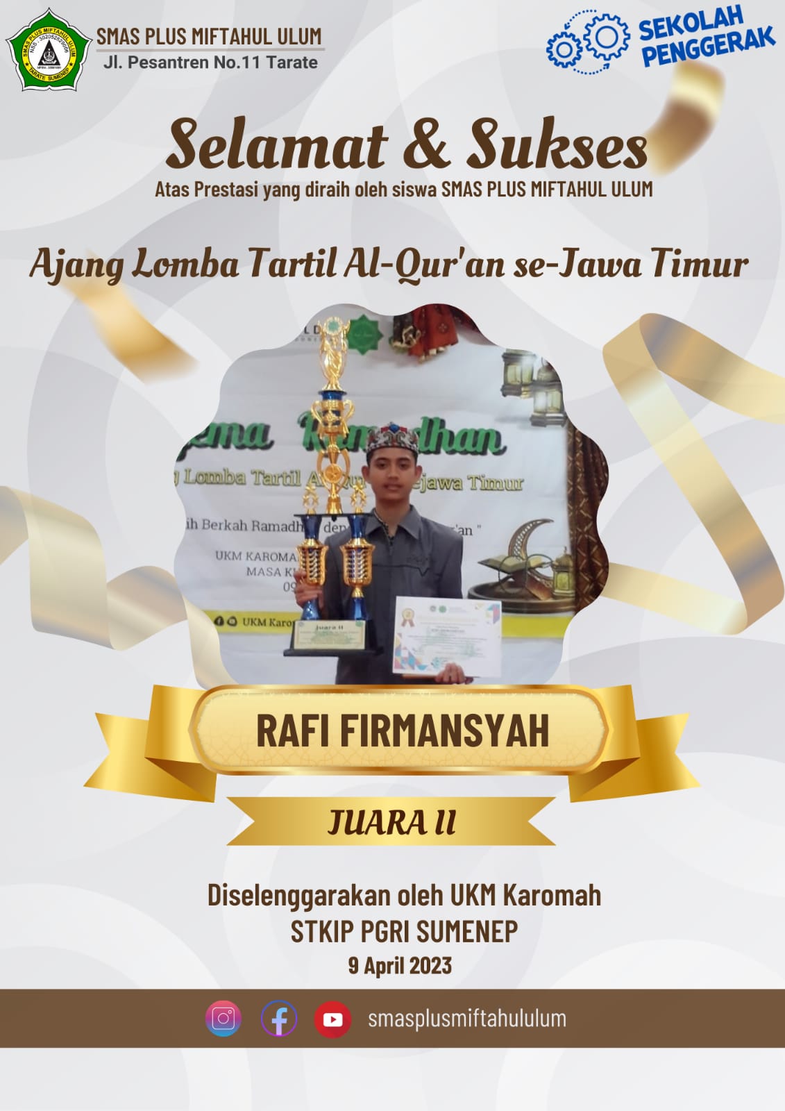 LOMBA TARTIL QUR\' AN SE- JAWA TIMUR  GEMA RAMADHAN YANG DISELENGGARAKAN  OLEH UKM KAROMAH STKIP PGRI SUMENEP TH. 2023