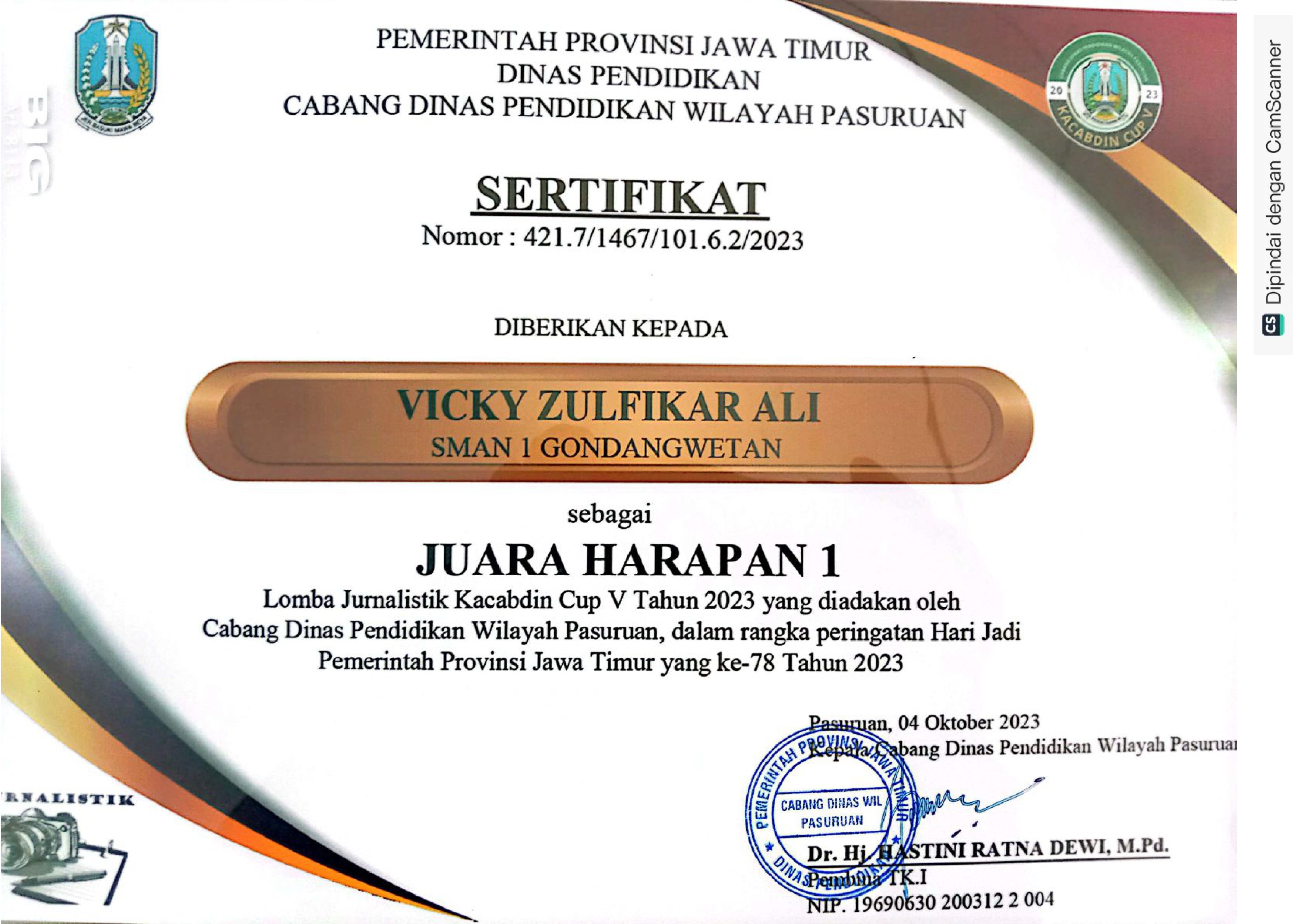 juara harapan 1 lomba jurnalistik