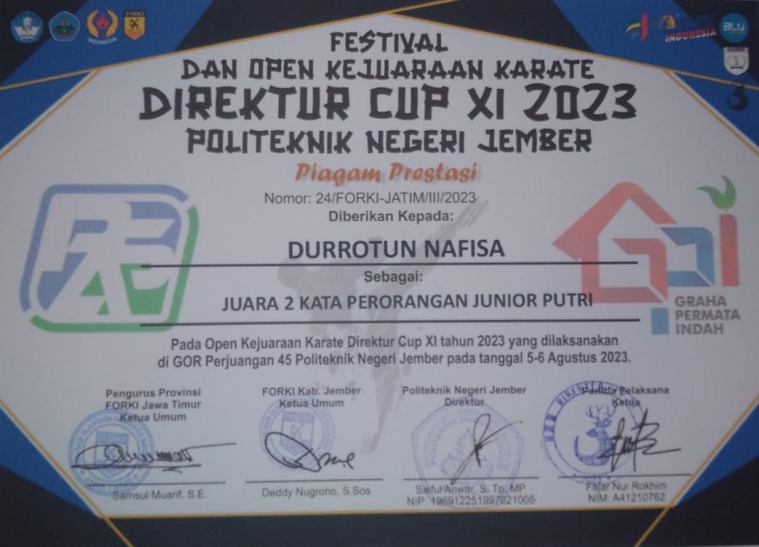 Festival dan Open Kejuaraan Karate Direktur Cup XI 2023 POLTEK Jember