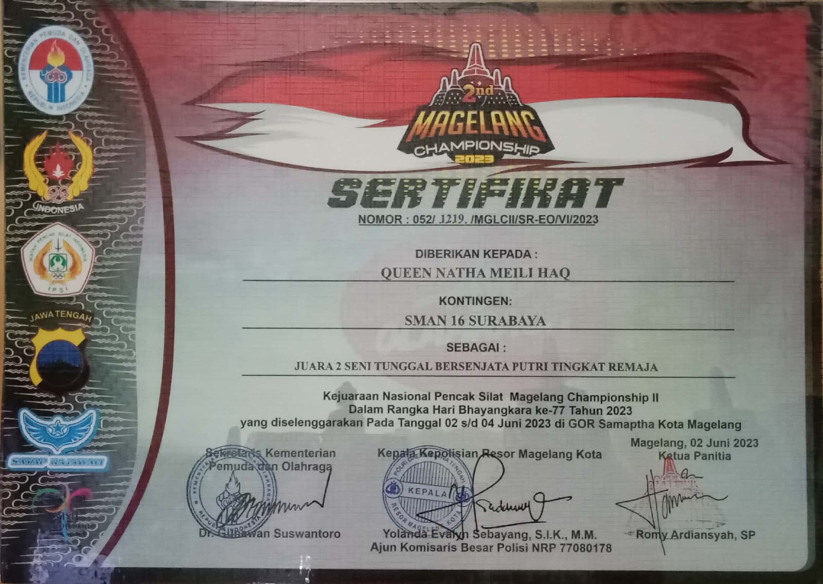 KEJUARAAN NASIONAL PENCAK SILAT MAGELANG CHAMPIONSHIP II