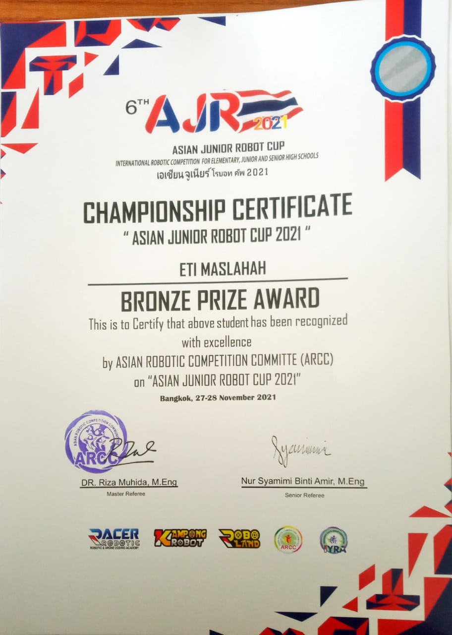 Bronze Medal Asian Junior Robot Cup 2021