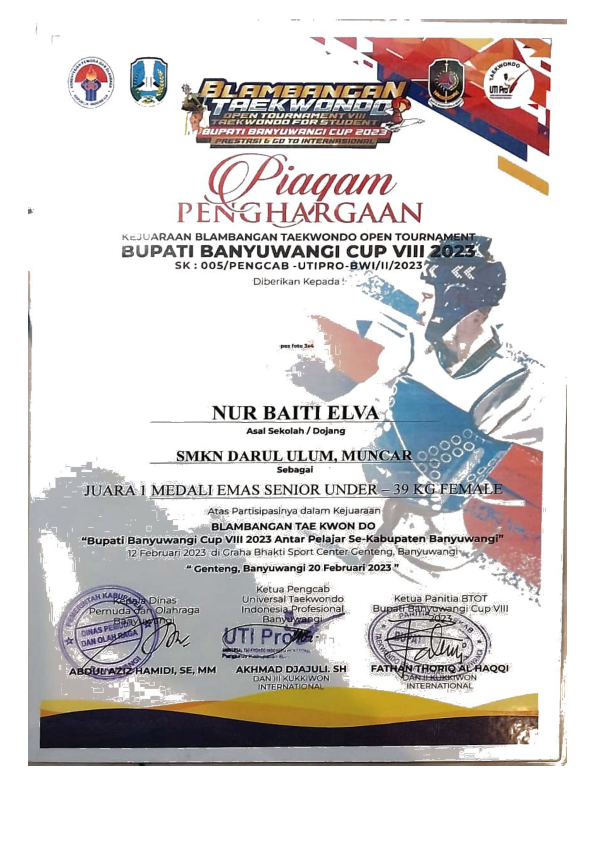 BLAMBANGAN TAEKWONDO BUPATI BANYUWANGI CUP VIII