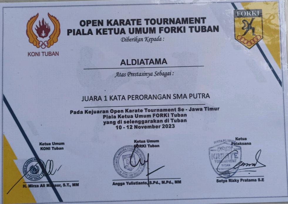 OPEN KARATE TOURNAMENT PIALA KETUA UMUM FORKI TUBAN