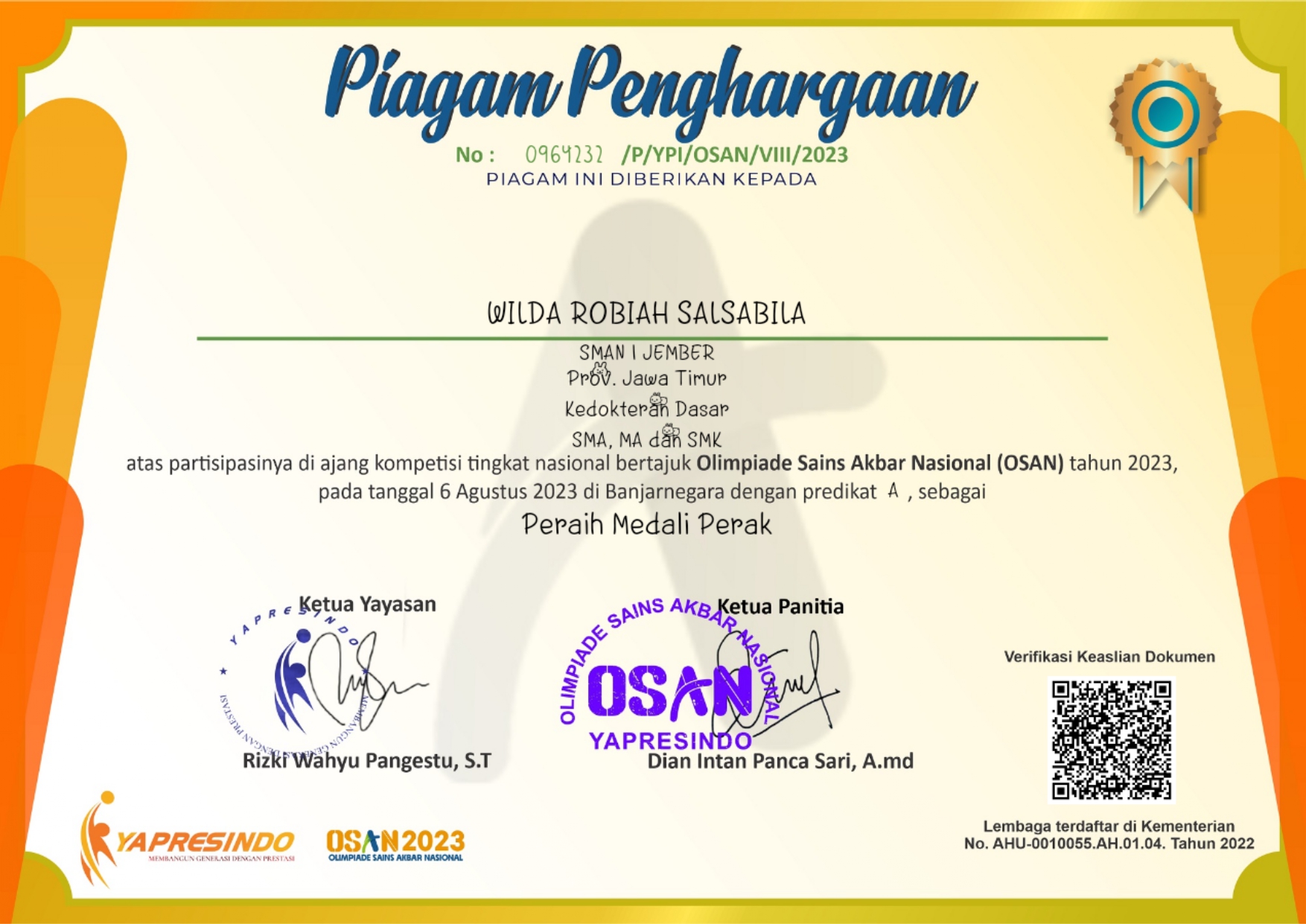 Olimpiade Sains Akbar Nasional (OSAN)2023 Bidang Kedokteran Dasar