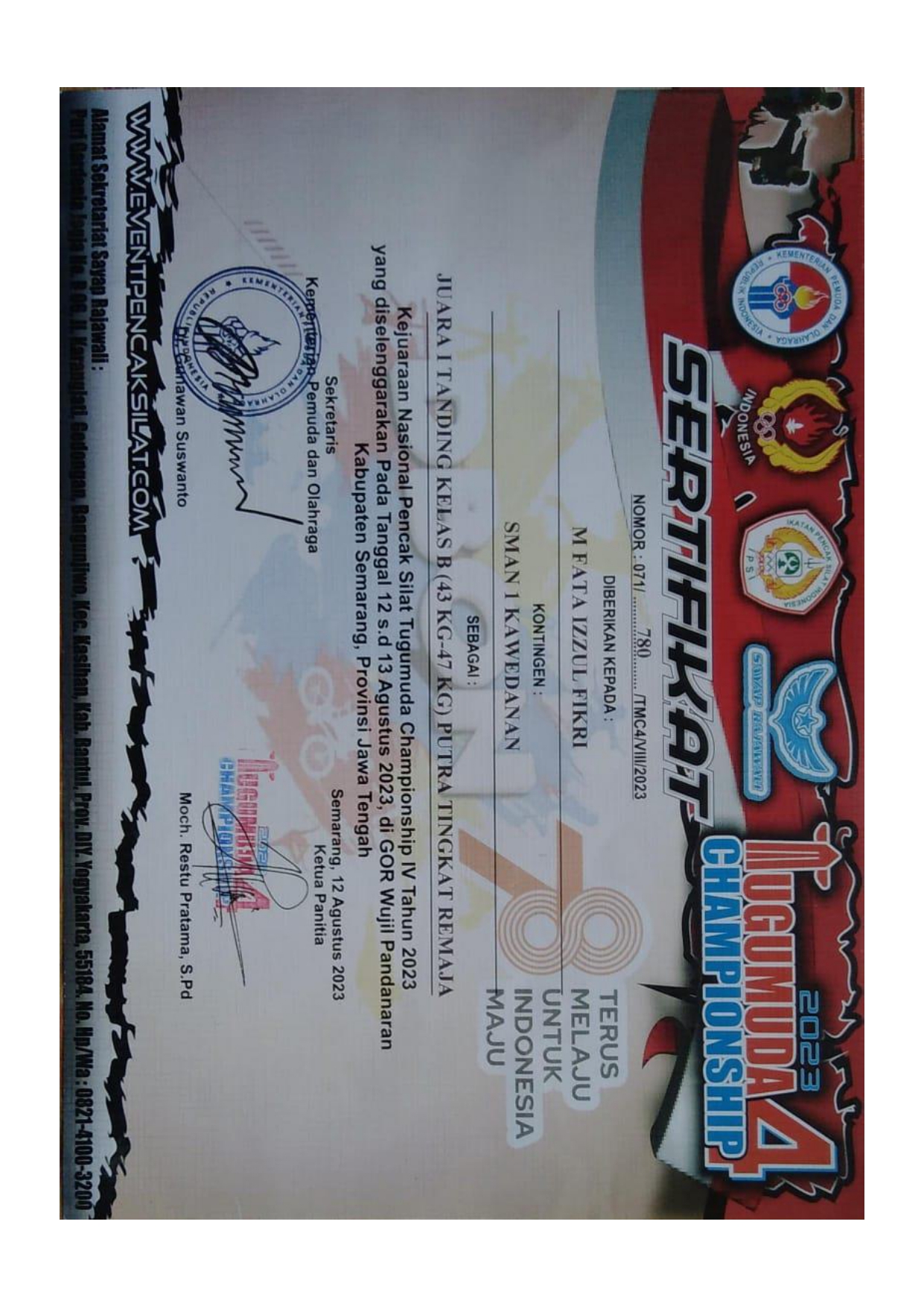 TUGUMUGA CHAMPIONSHIP 4 2023 KELAS B (43-47 KG) REMAJA PUTRA
