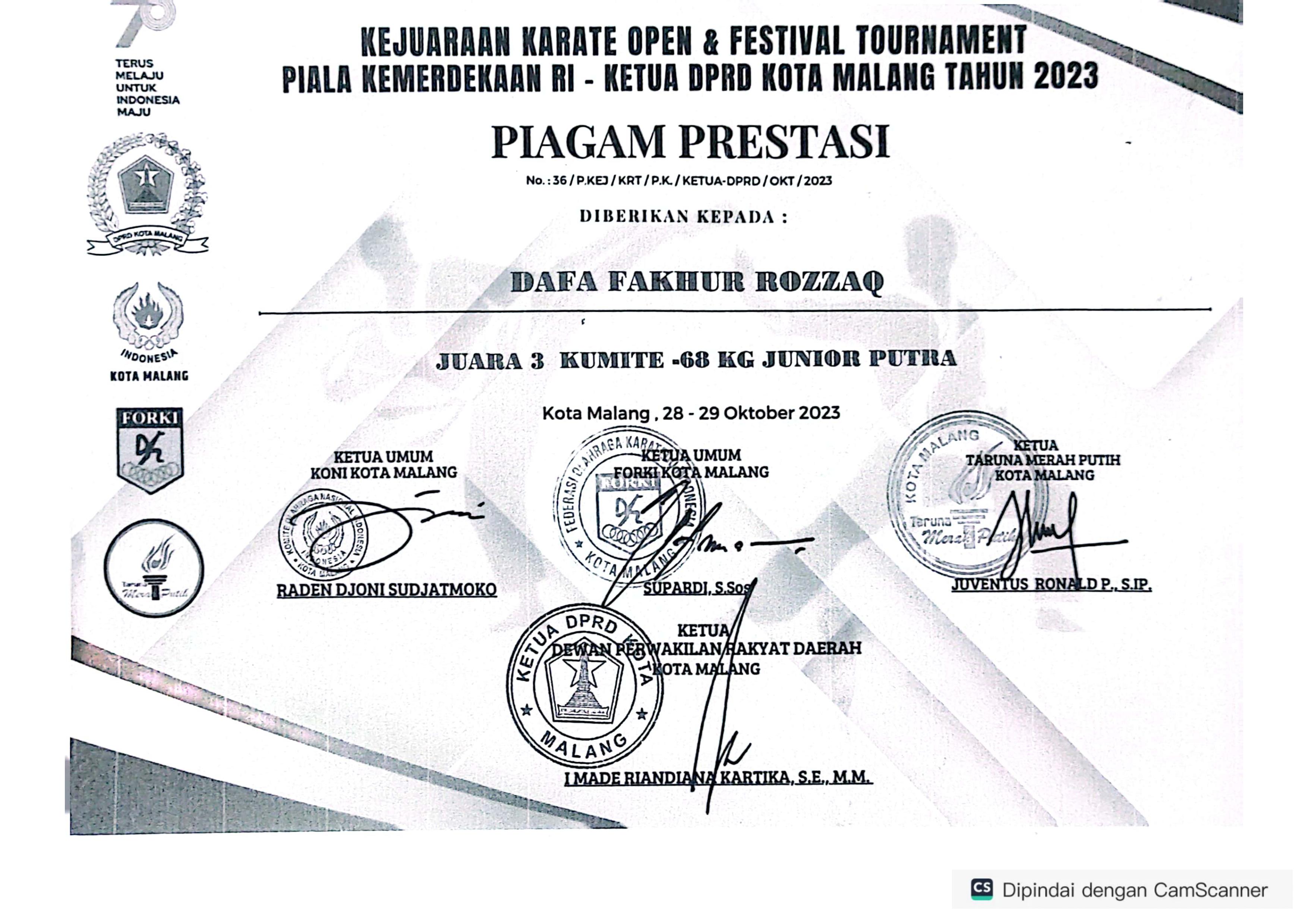 Kejuaraan Karate Open & Festival Tournament Piala Kemerdekaan RI