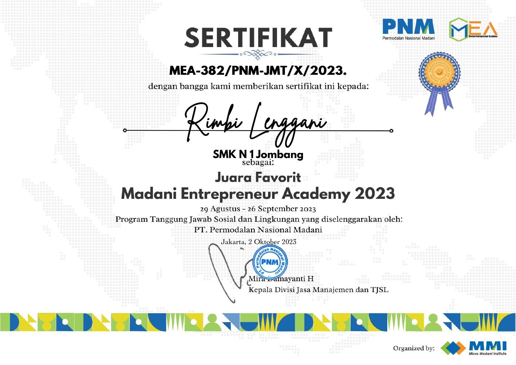 MADANI ENTERPRENUR ACADEMY 2023, PT. PERMODALAN NASIONAL MADANI