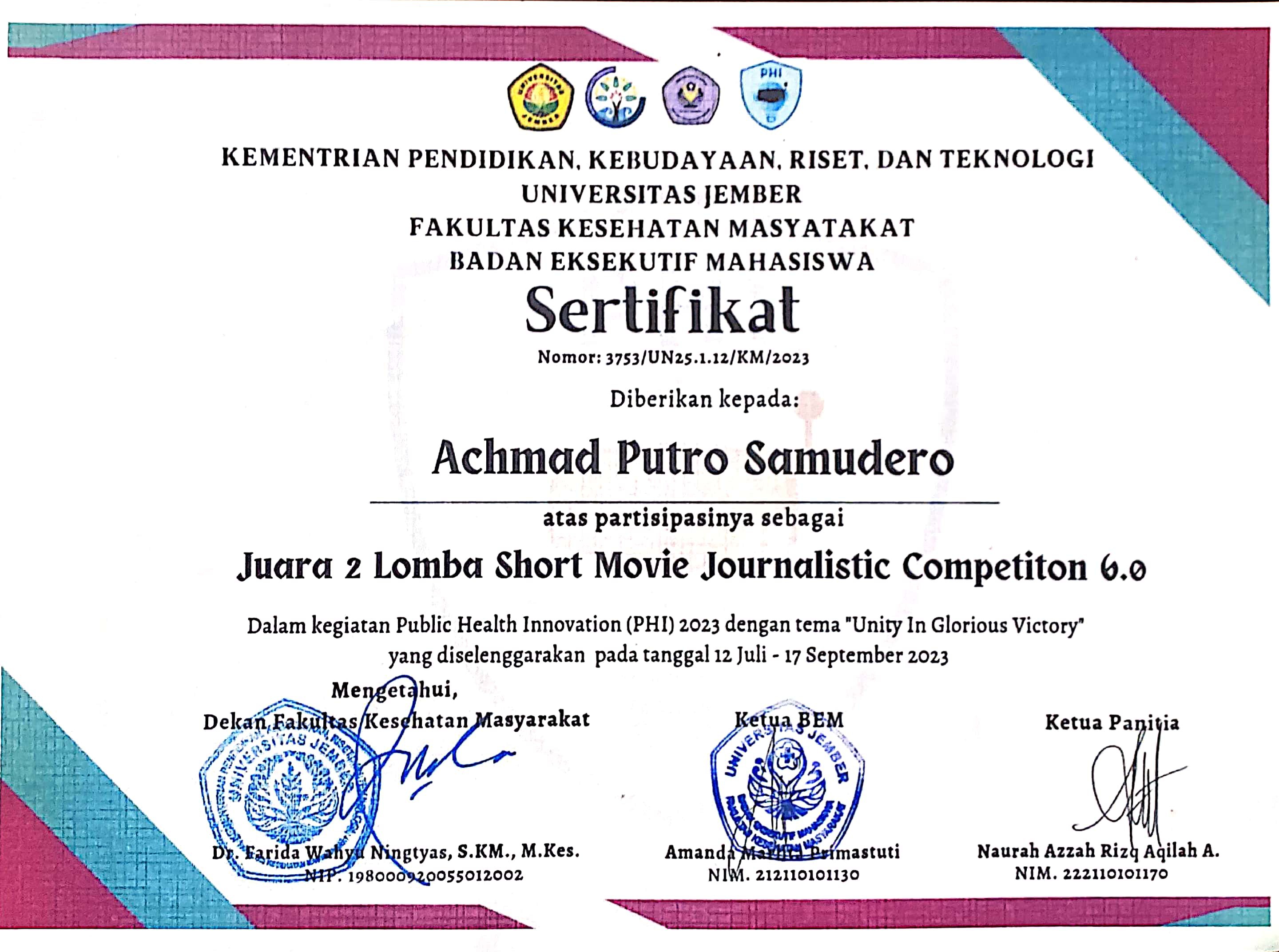 Juara 2 Short Movie Journalist Competition 6.0 