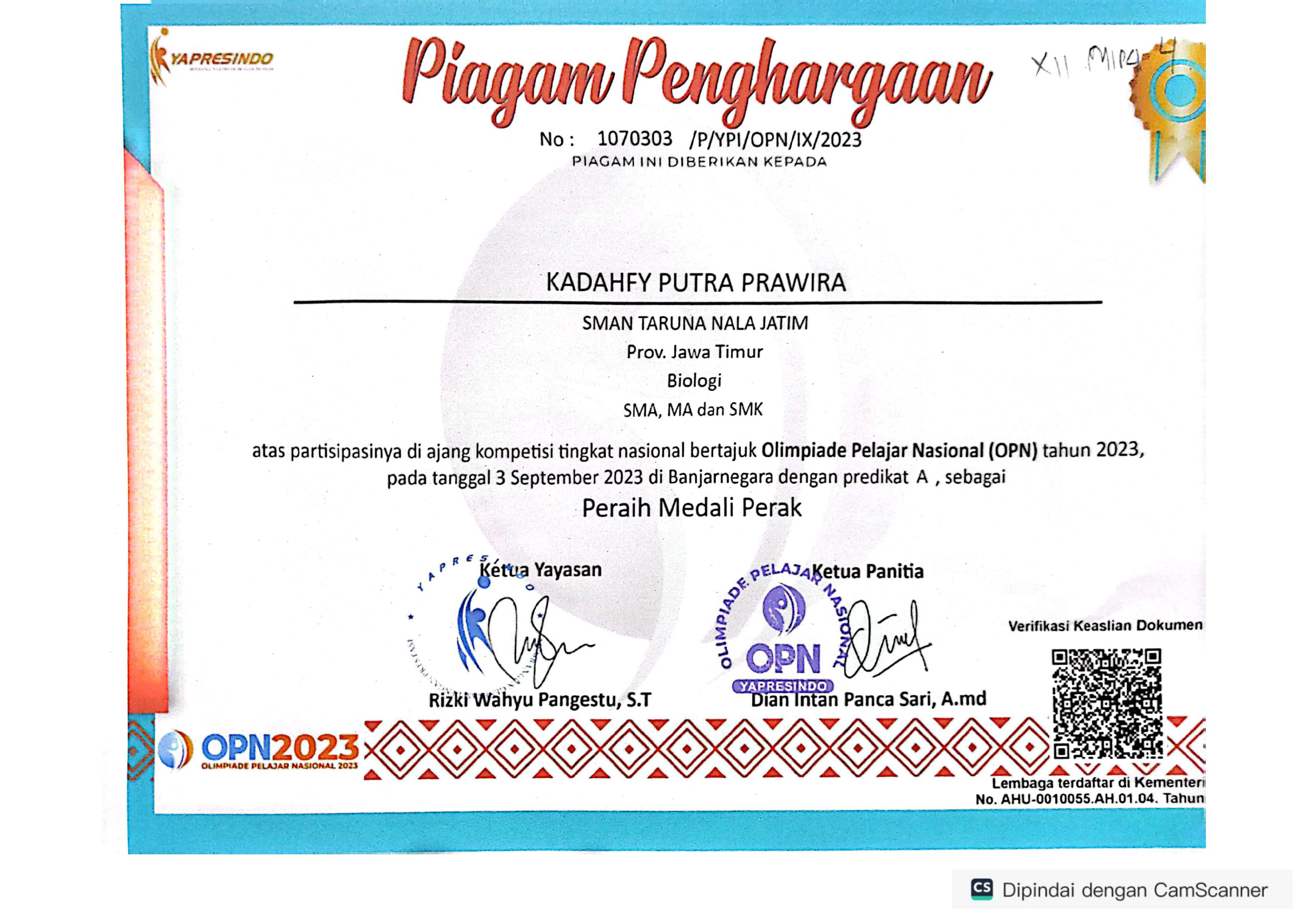 Olimpiade Pelajar Nasional (OPN) Biologi)