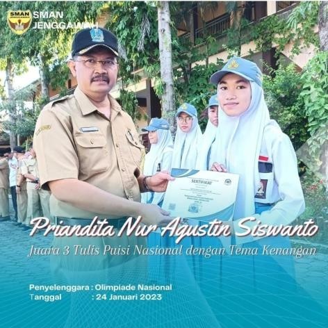 Juara 3, Lomba Tulis Puisi Nasional Dengan Tema Kenangan