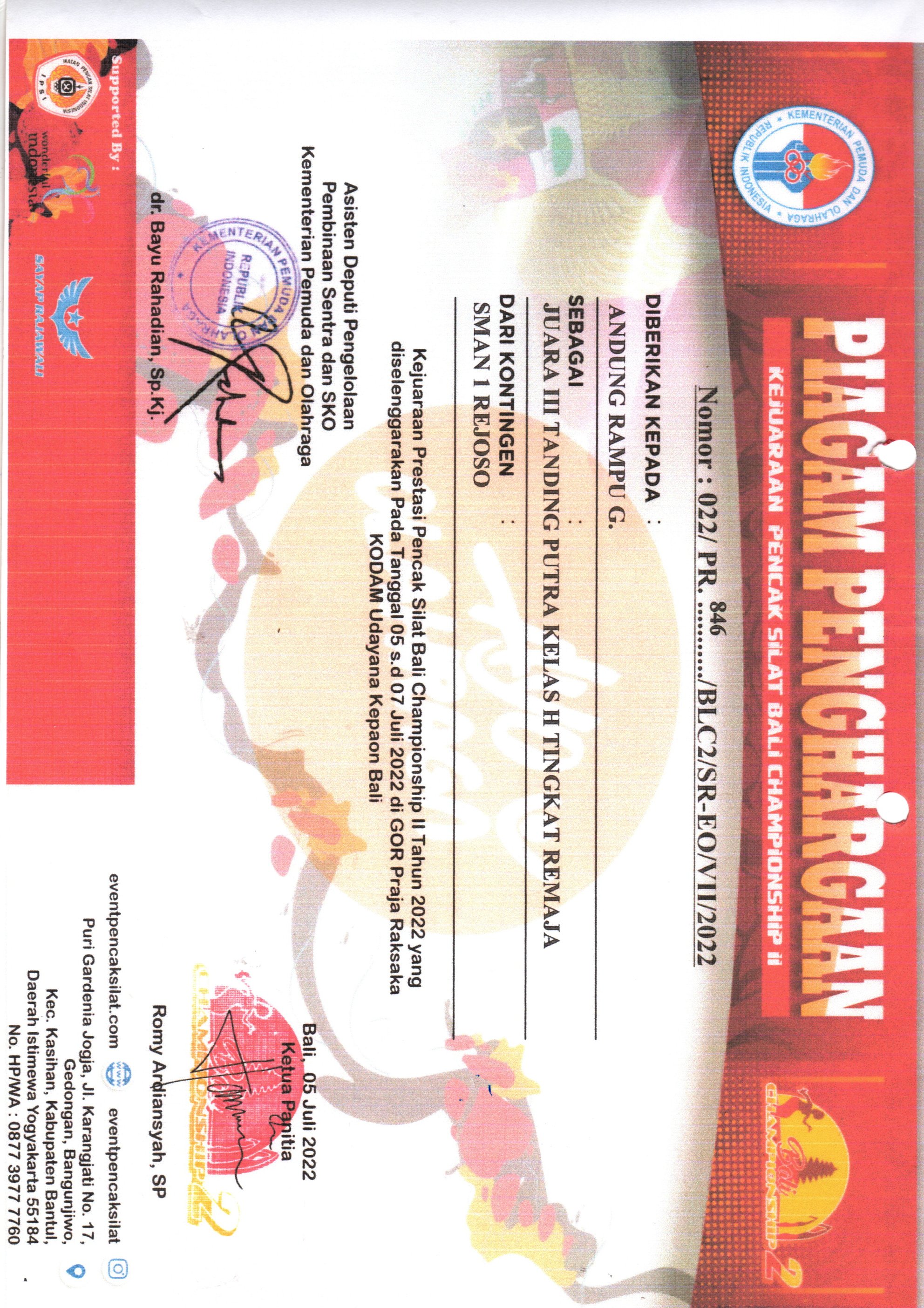 KEJUARAAN PENCAK SILAT BALI CHAMPIONSHIP II