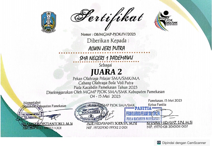 PIALA KACABDIN PAMEKASAN TAHUN 2023 CABANG OLAHRAGA BOLA VOLI PUTRA 