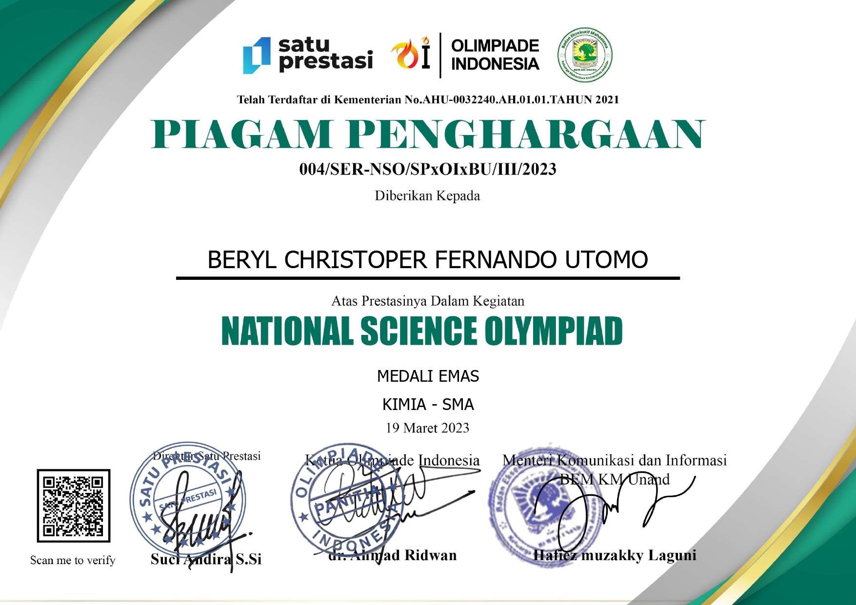 Kimia SMA National Science Olympiad