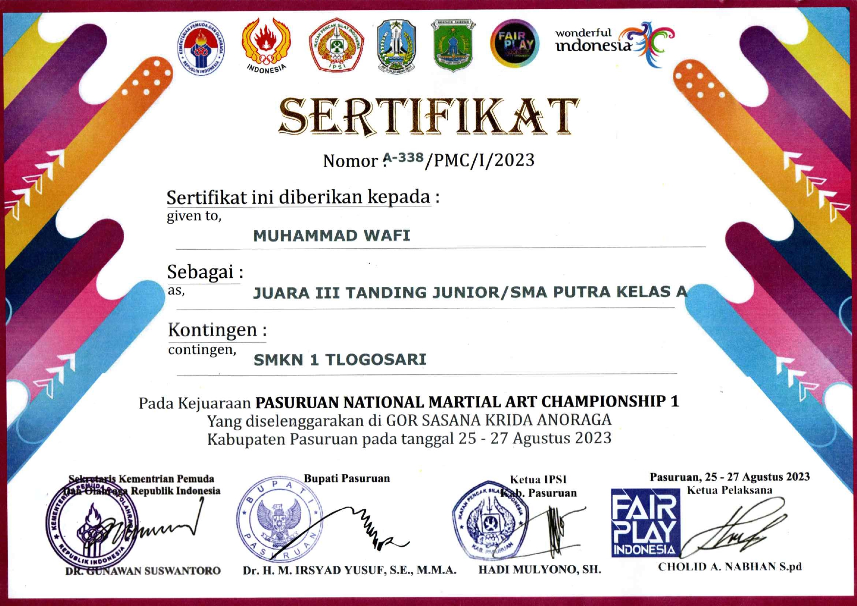 Kejuaraan Pasuruan National  Martial Art Championship 1