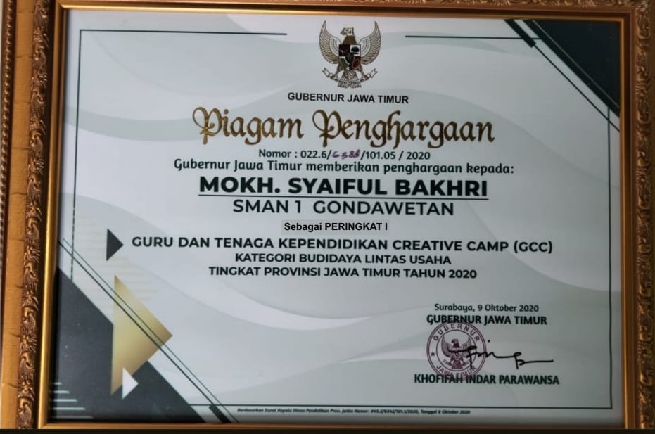 f.	Juara 1 GTK Creative Camp 2020 Kategori Budidaya Lintas Usaha Tahun 2020