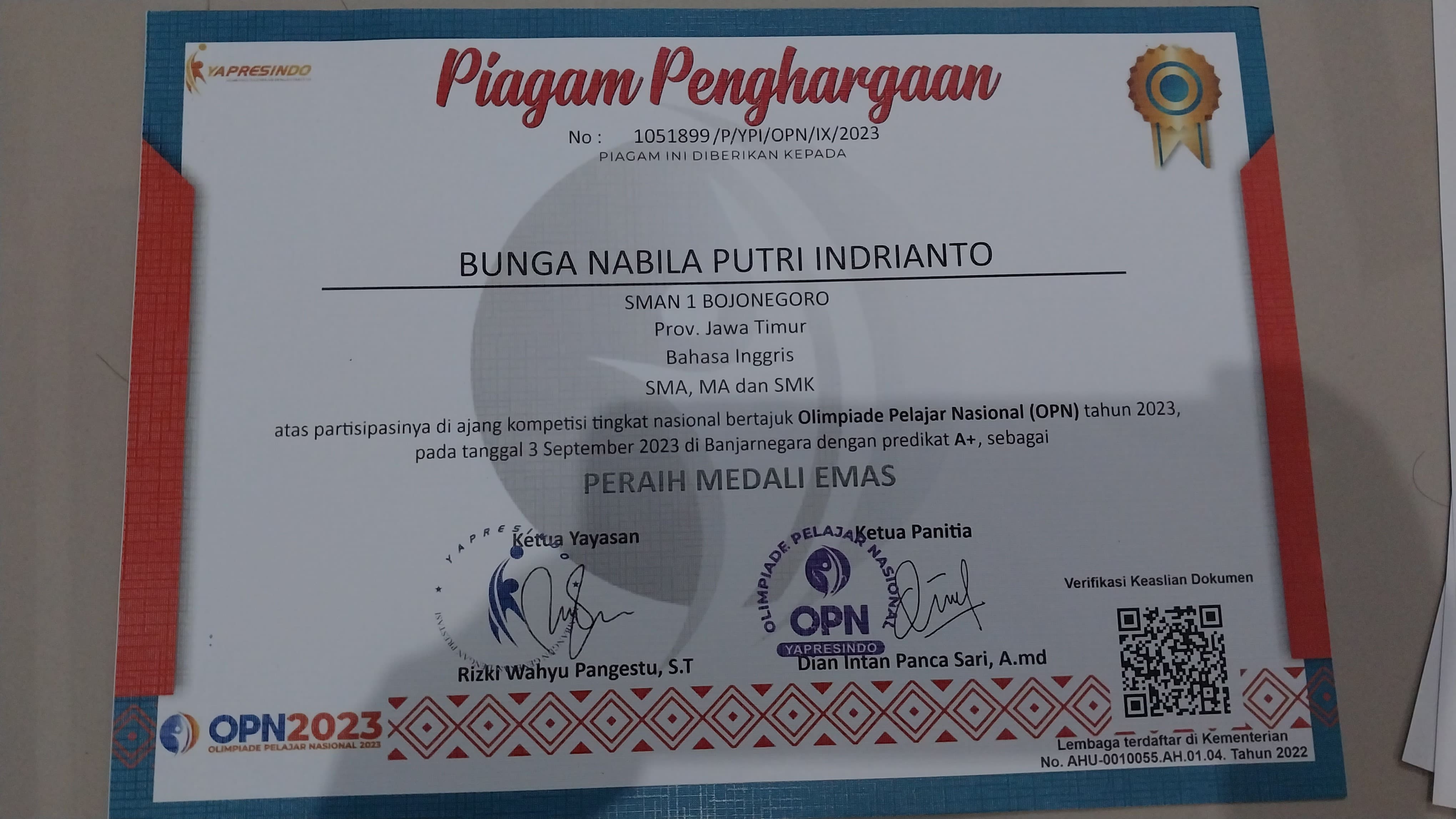 Olimpiade Pelajar Nasional Bidang Bahasa Inggris 2023 