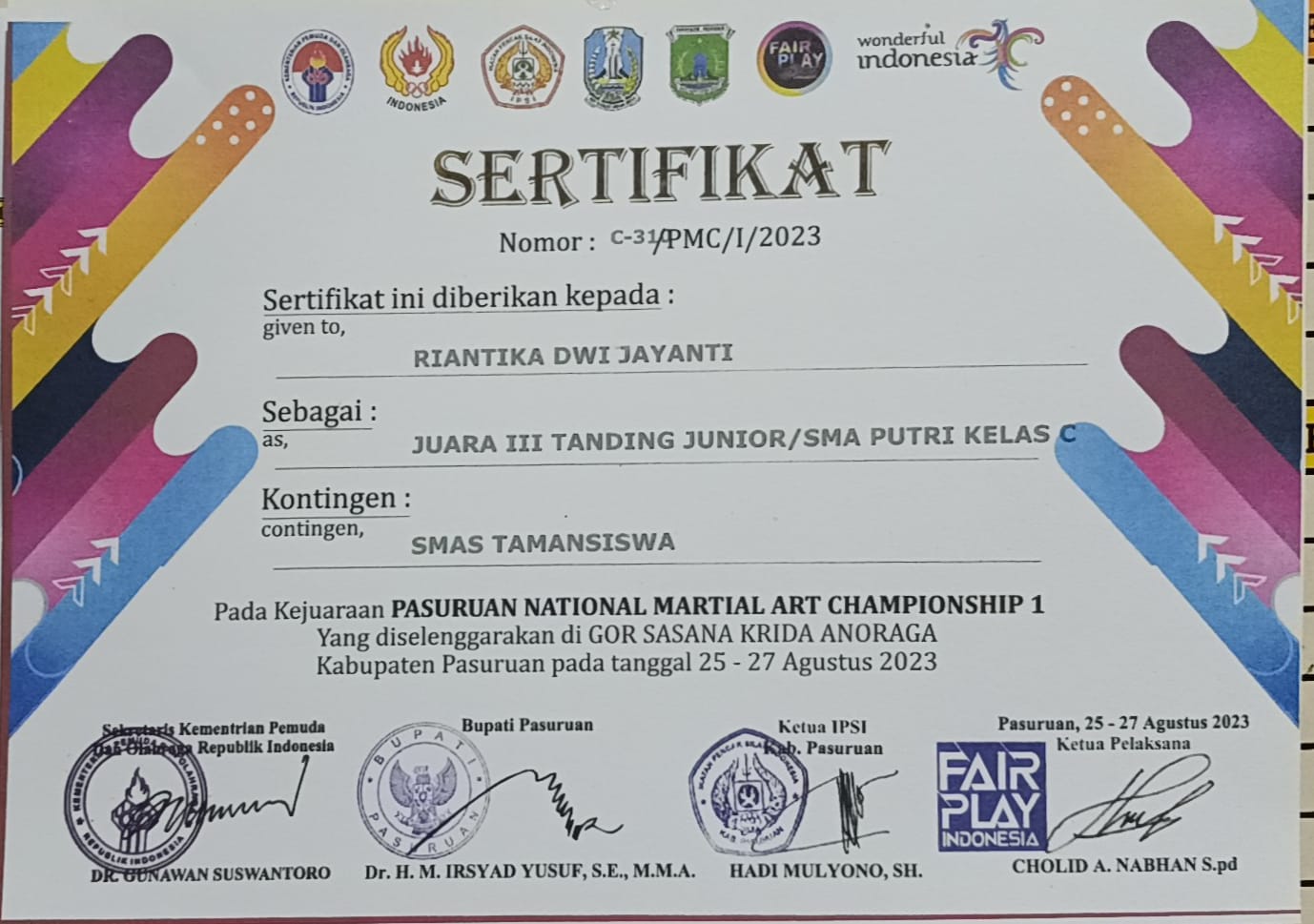 PASURUAN NATIONAL MARTIAL  ART CHAMPIONSHIP 1