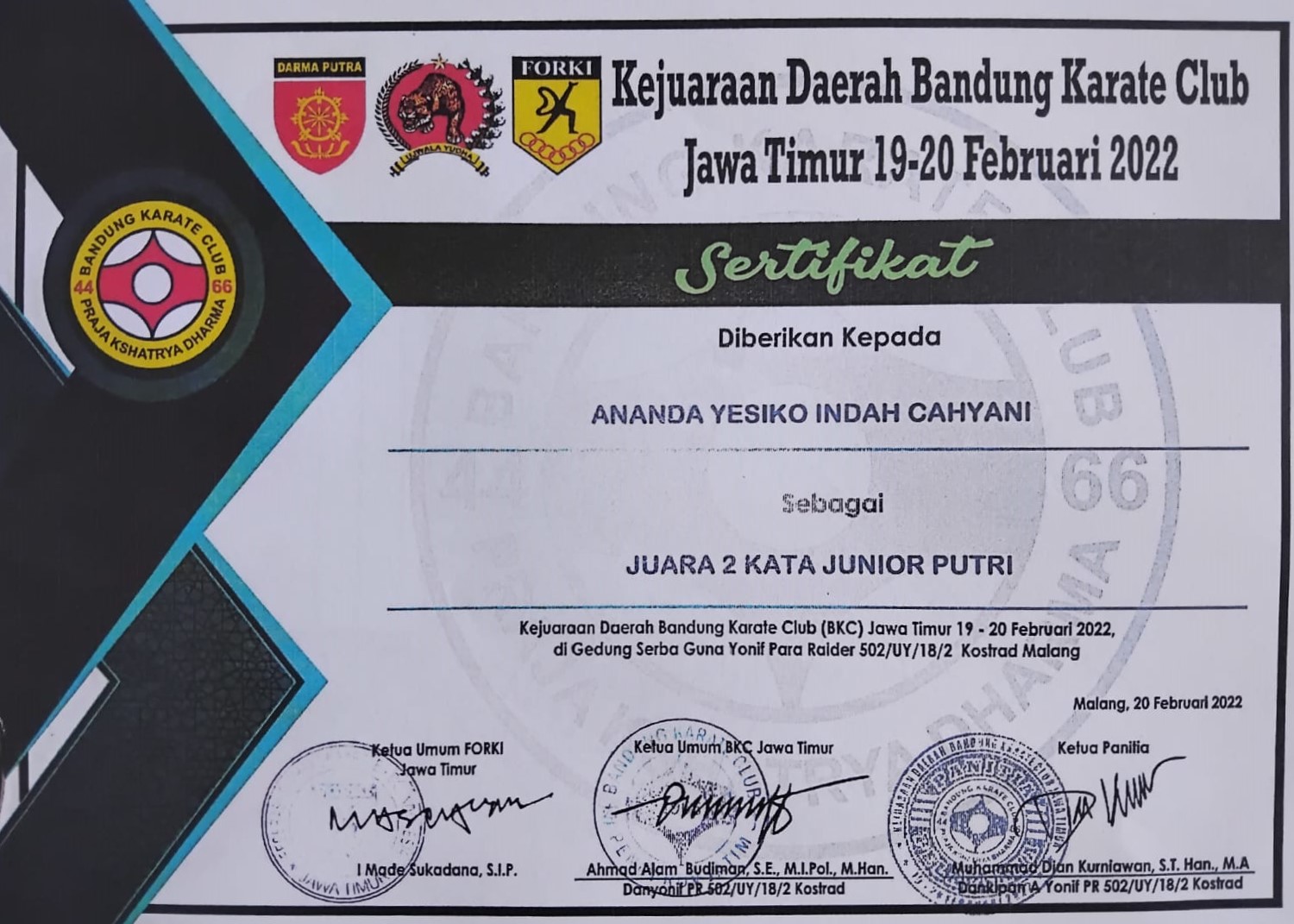 Kejurda Bandung Karate Club (BKC) Jawa Timur Kata Junior Putri