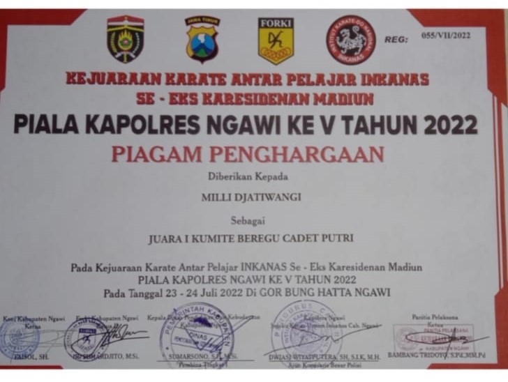 Piala Kapolres Ngawi - Kejuaraan Karate Antar Pelajar Inkanas 