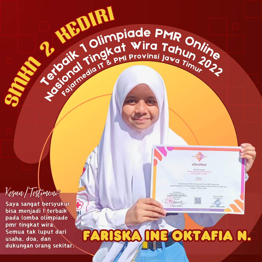 Terbaik 1 Olimpiade PMR Online Nasional Tingkat Wira Tahun 2022