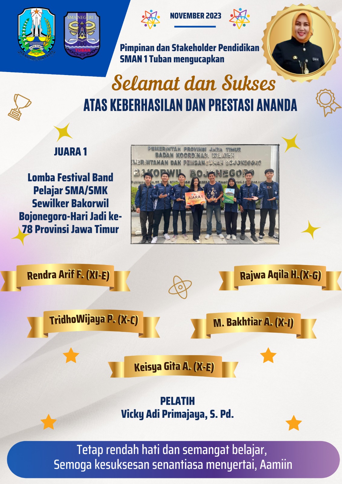 Lomba Festival Band Pelajar SMA/SMK sewilker Bakorwil Bojonegoro Hari Jadi Ke 78 Provinsi Jawa Timur