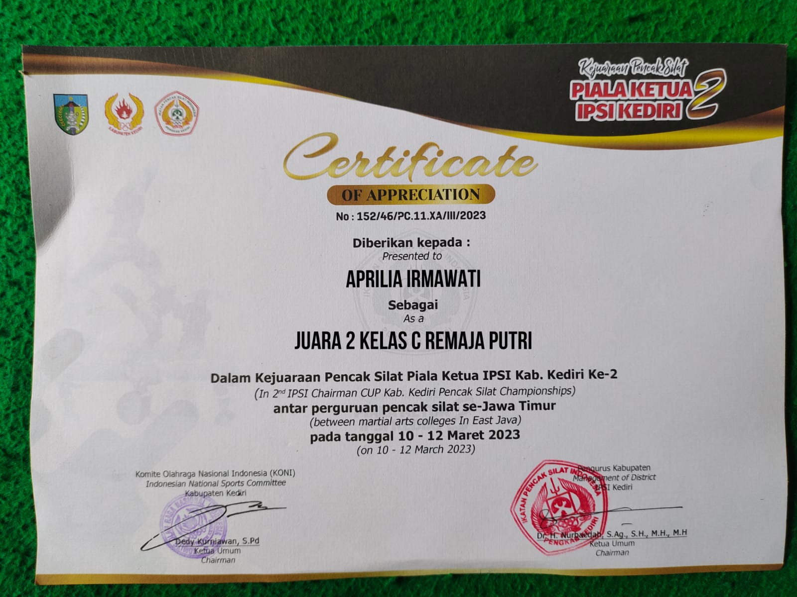 Kejuaraan Pencak Silat Piala Ketua IPSI Kab. Kediri Ke-2